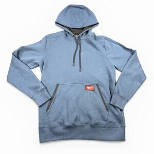 Milwaukee FreeFlex Hoodie Mens Medium Blue Pullover Sweatshirt Tool Brand